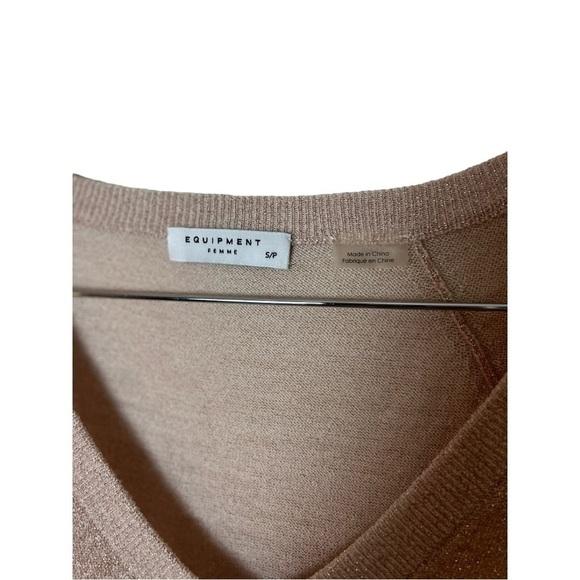 Equipment Asher V Neck Shimmer Pink Wool Blend Sweater S - Picture 5 of 6